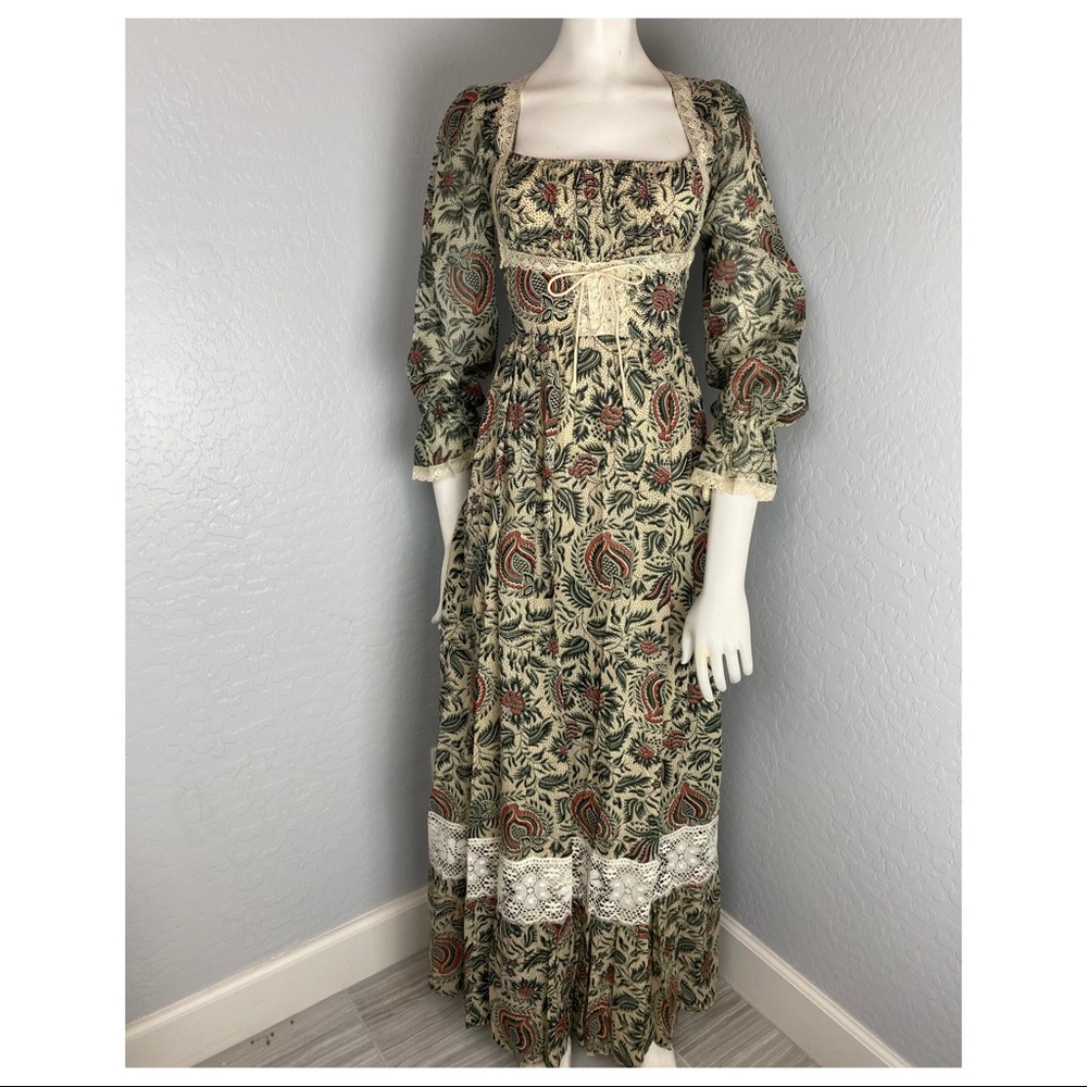 Vintage Cottagecore Prairie Long Sleeve Maxi Dress - Picture 1 of 5